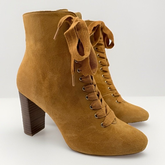NEW SÉZANE Alicia Boot 38 Camel Ankle‎ Leather Lace Up Heel WOMEN 7 - Picture 1 of 16